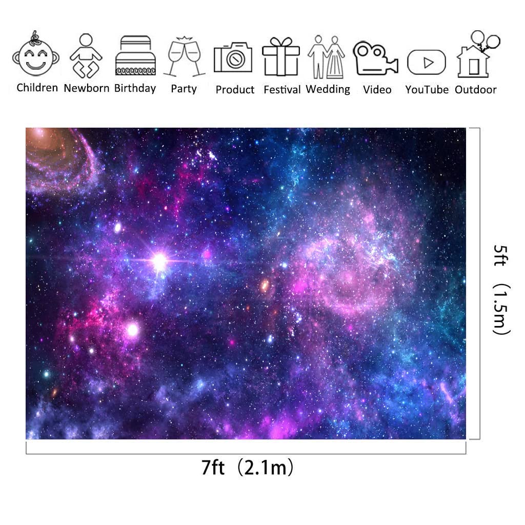 Butfobca 7X5Ft Outer Space Backdrop, Starry Galaxy Photo Backdrop, Planet Theme Background For Boy Girl Birthday Party Photograp